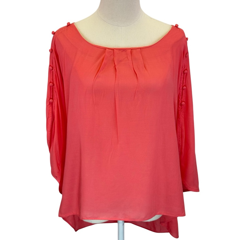 Maeve Anthropologie Women's Pink Flutter Sleeve Open to‎ Back Top Size M